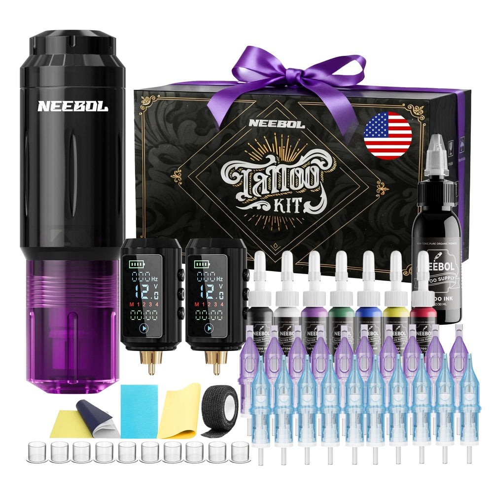 Neebol kit tatuaje inalámbrico con baterías 1600mAh para sesiones prolongadas