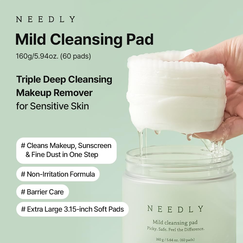 NEEDLY limpieza con dos surfactantes para piel sensible, sensación fresca y suave.