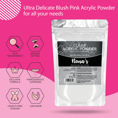 Nena's polvos acrílicos rosa desvanecido para un look suave.