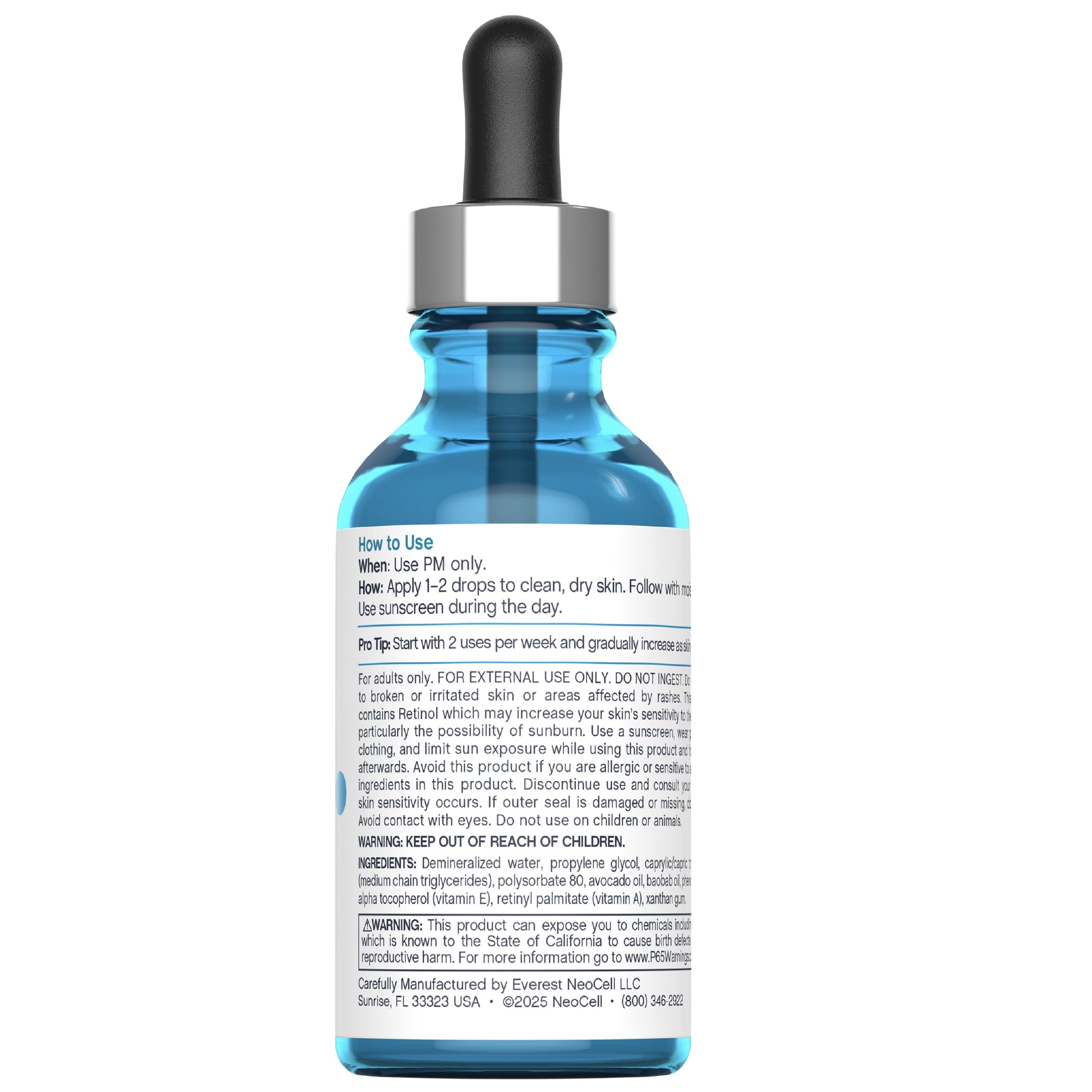 NeoCell Retinol Serum, aplicación nocturna suave para reafirmar la piel.