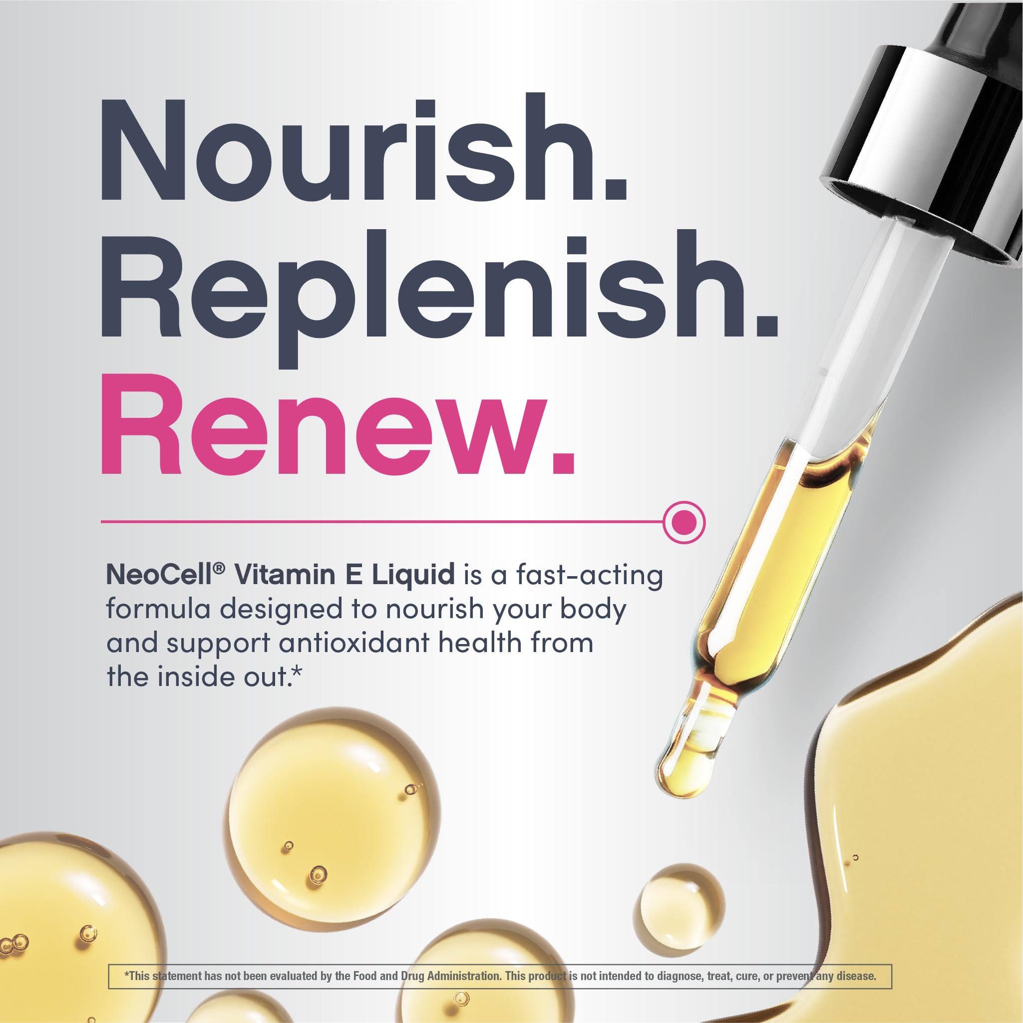 Neocell Vitamina E Aceite: textura dorada y rápida absorción.