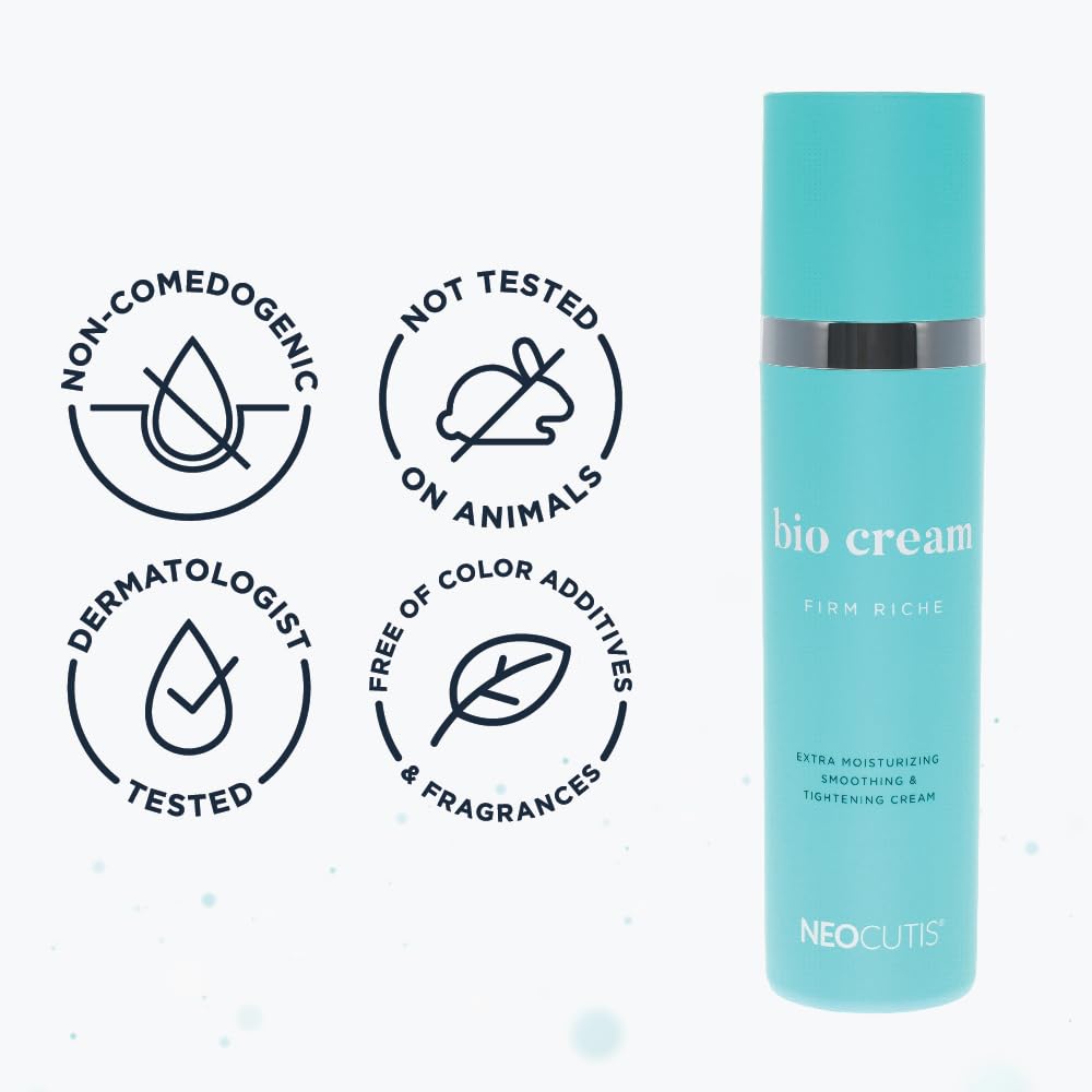 Application matin et soir avec NEOCUTIS Bio Cream Firm Riche pour routine soin.