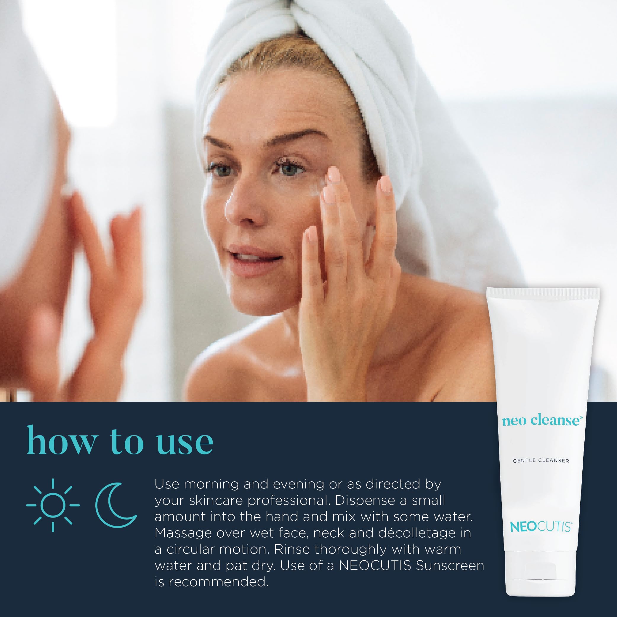 Utilisation quotidienne avec rituel NEOCUTIS pour peau purifiée et hydratée.