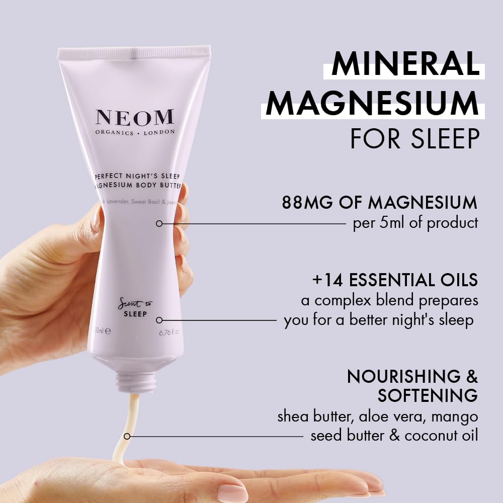 Neom manteca magnesio relajante manzanilla para calmar la mente antes de dormir.