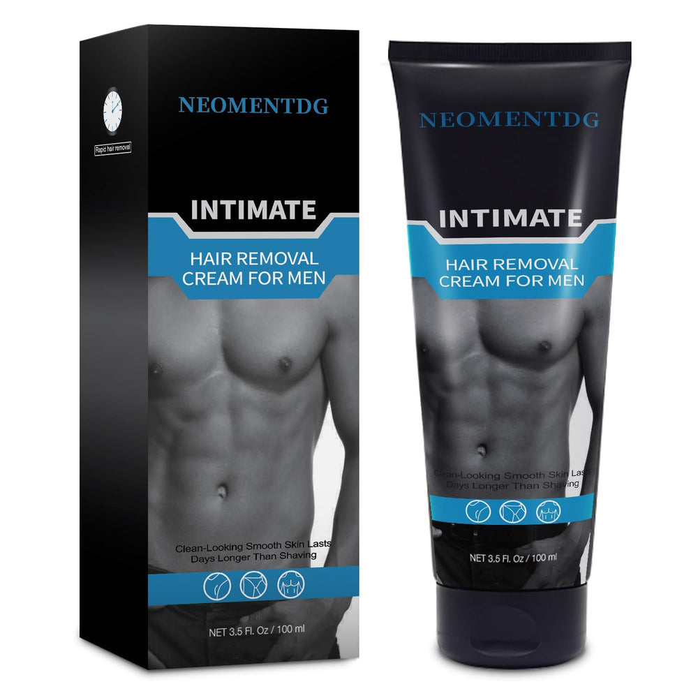 NEOMEN crema depilatoria para zonas íntimas, envase elegante y depilación eficiente.
