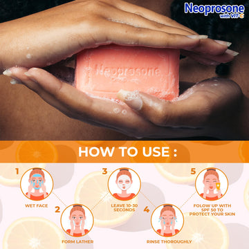 Neoprosone jabon iluminador con vitamina C y aceite de ricino para cuidar la piel