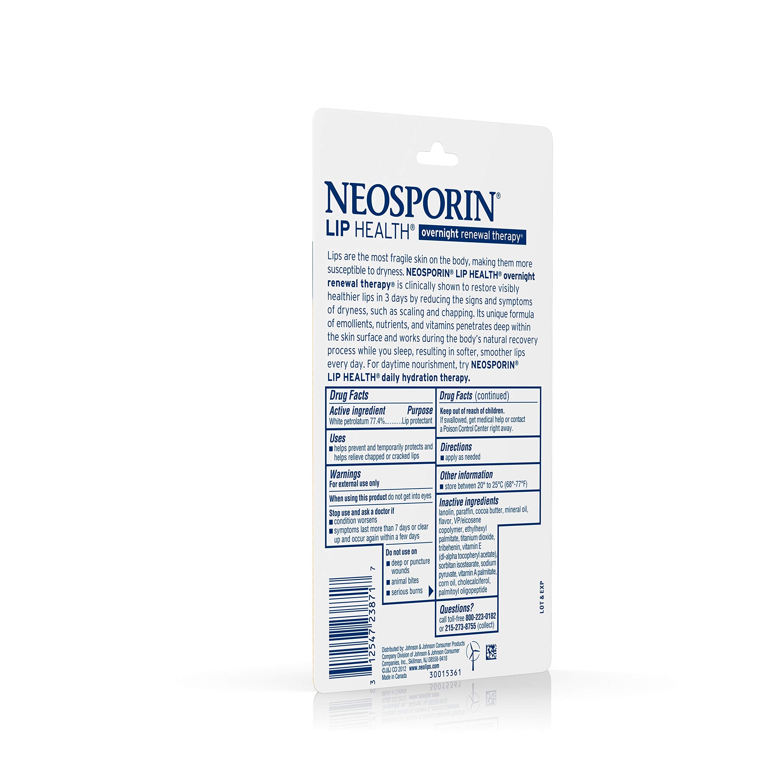 Labios suaves al despertar con Neosporin Lip Health Renovación Nocturna.