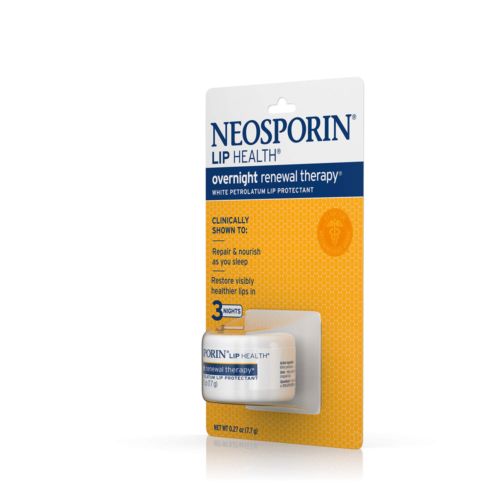 Logo y empaque de Neosporin Lip Health Renovación Nocturna