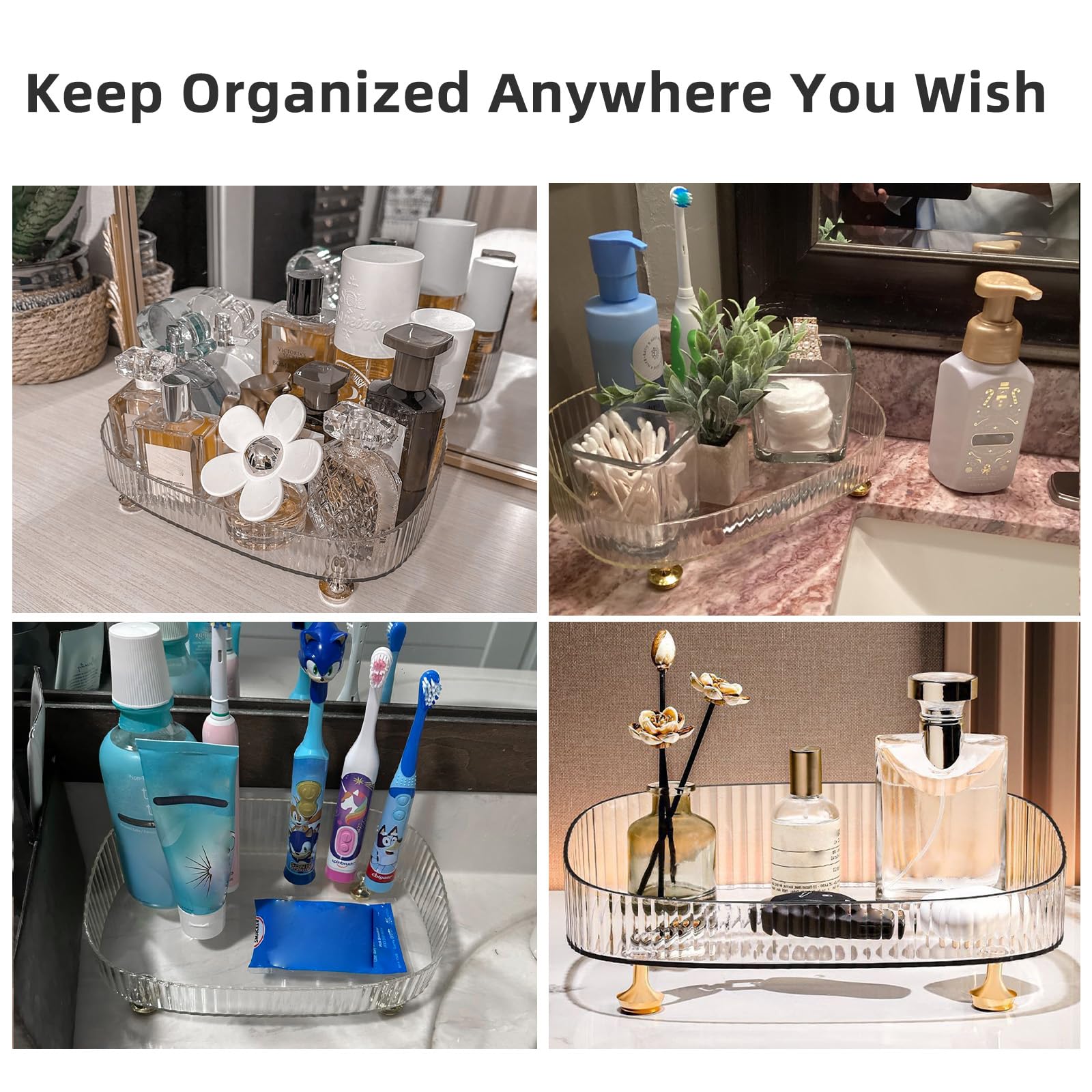 Neotidy organizador de perfumes: combinación de color verde oscuro y detalles dorados.