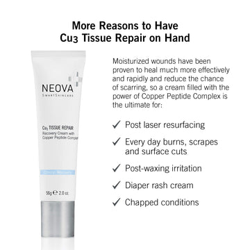 NEOVA Cu3 usage post-laser offrant hydratation et confort cutané.