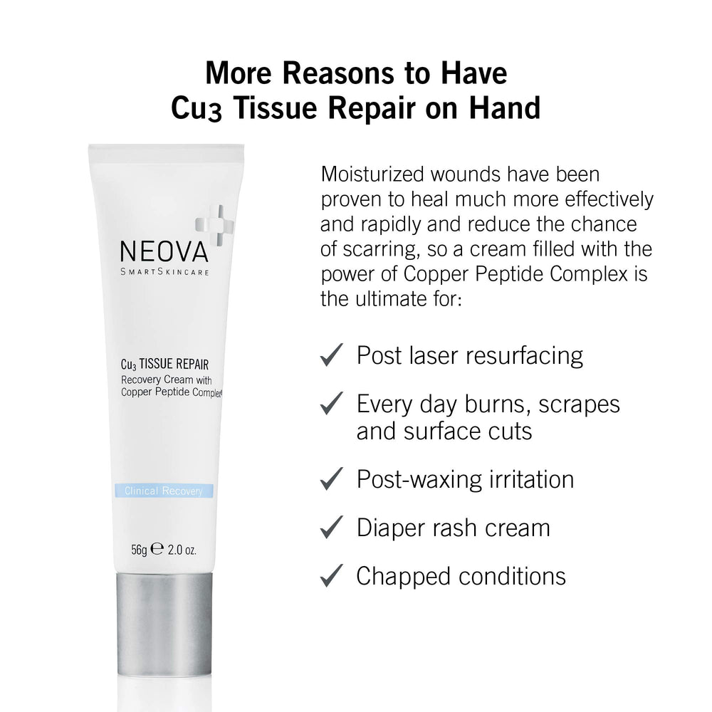 NEOVA Cu3 usage post-laser offrant hydratation et confort cutané.