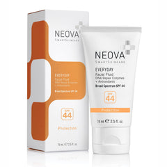 NEOVA SmartSkincare: botella-aplicacion para defensa facial ligera en uso diario.