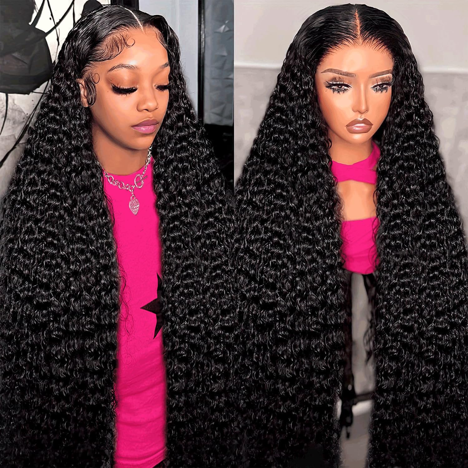 Nervoss wig lace-front onda profunda 30 pulgadas, apariencia natural y duradera.