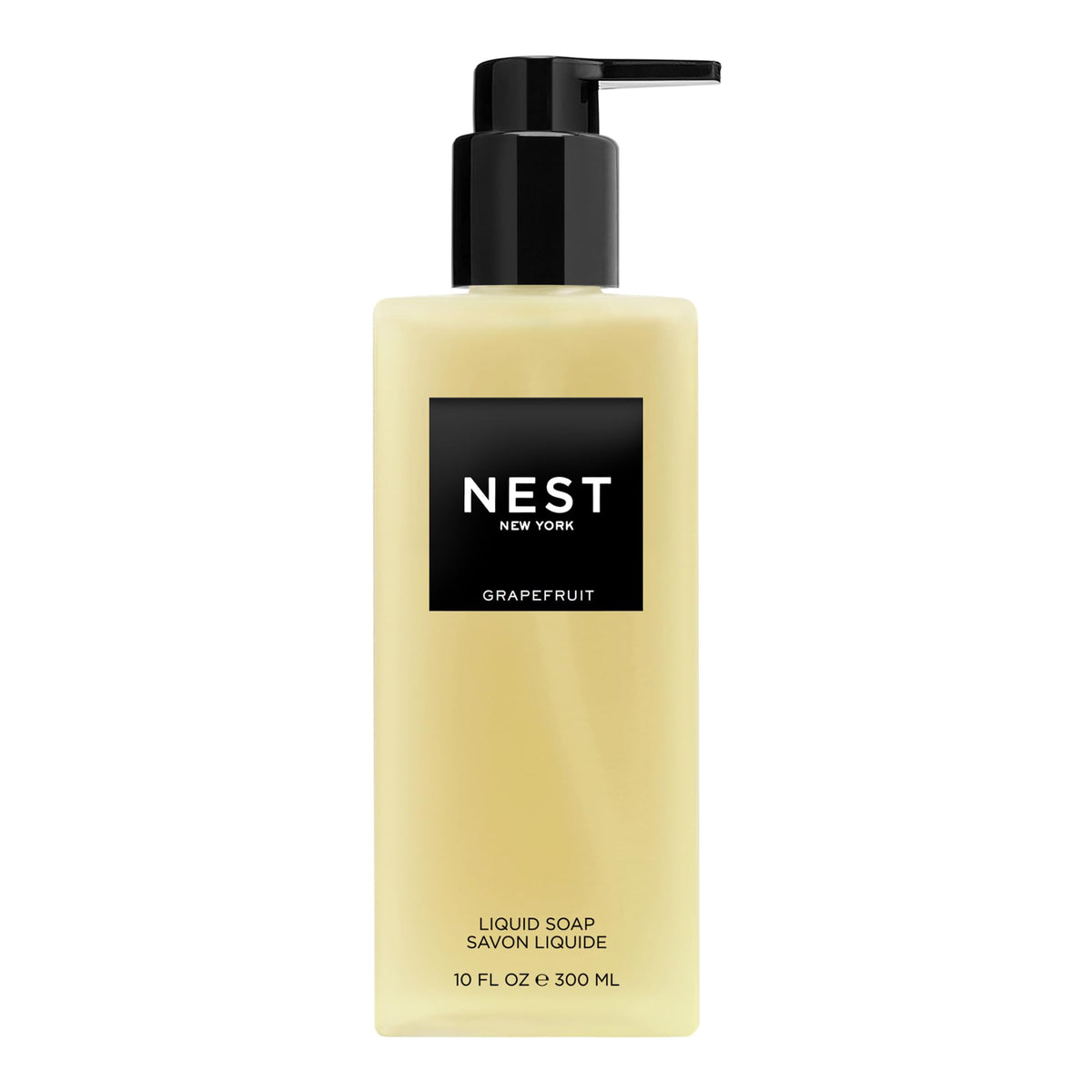 NEST New York Grapefruit Liquid Soap bottle with pump provides easy dispensing.