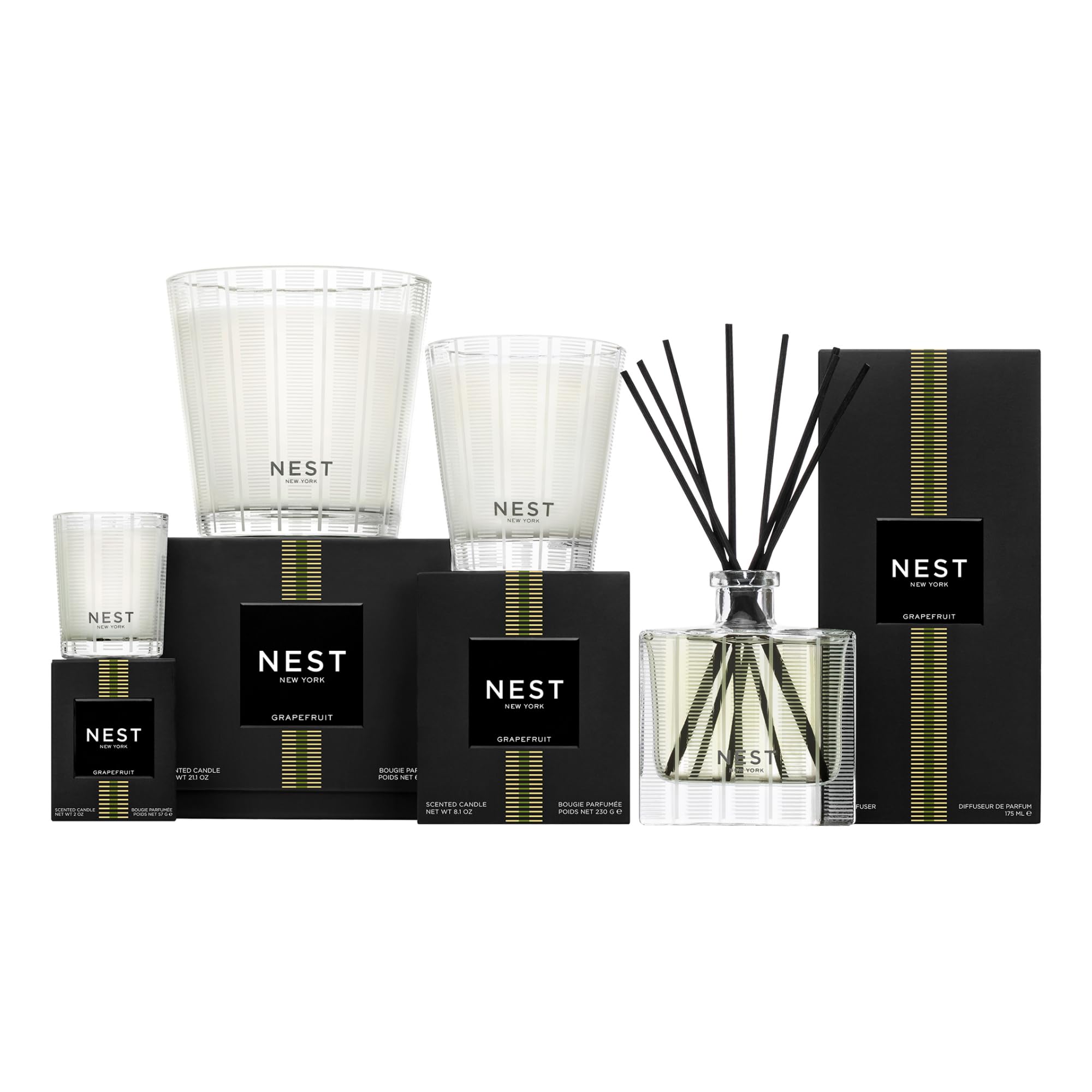 NEST New York Grapefruit Liquid Soap bottle with citrus swirls evokes fragrance.