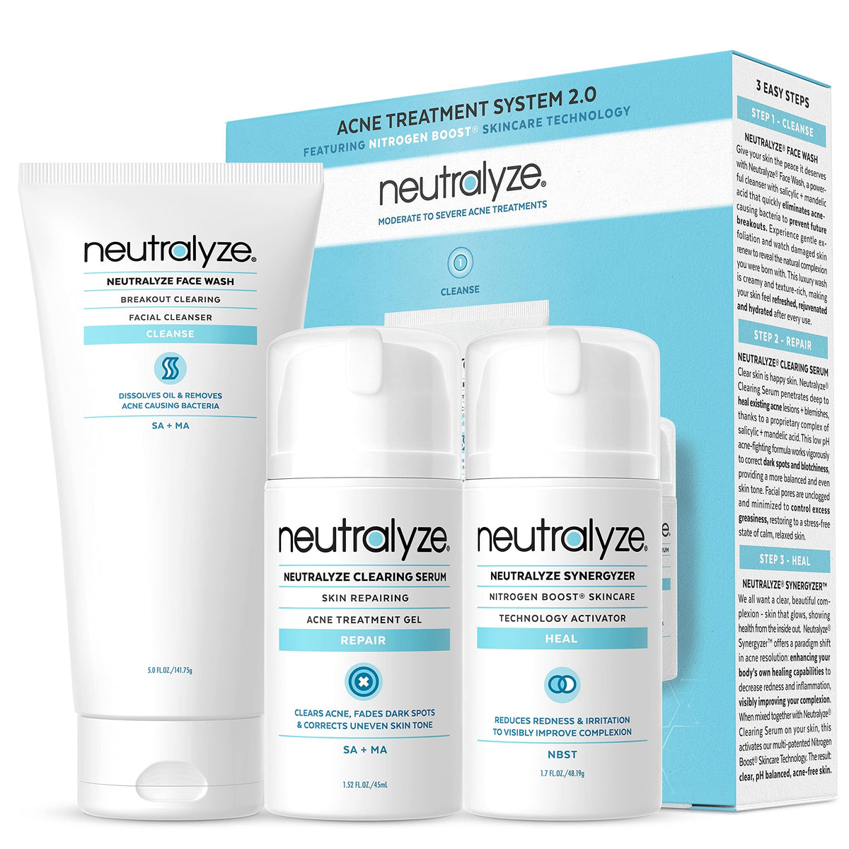 Neutralyze kit tratamiento acné 3 pasos, control diario del acné.