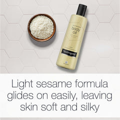 Textura ligera de Neutrogena Aceite Corporal con absorción rápida para piel suave.