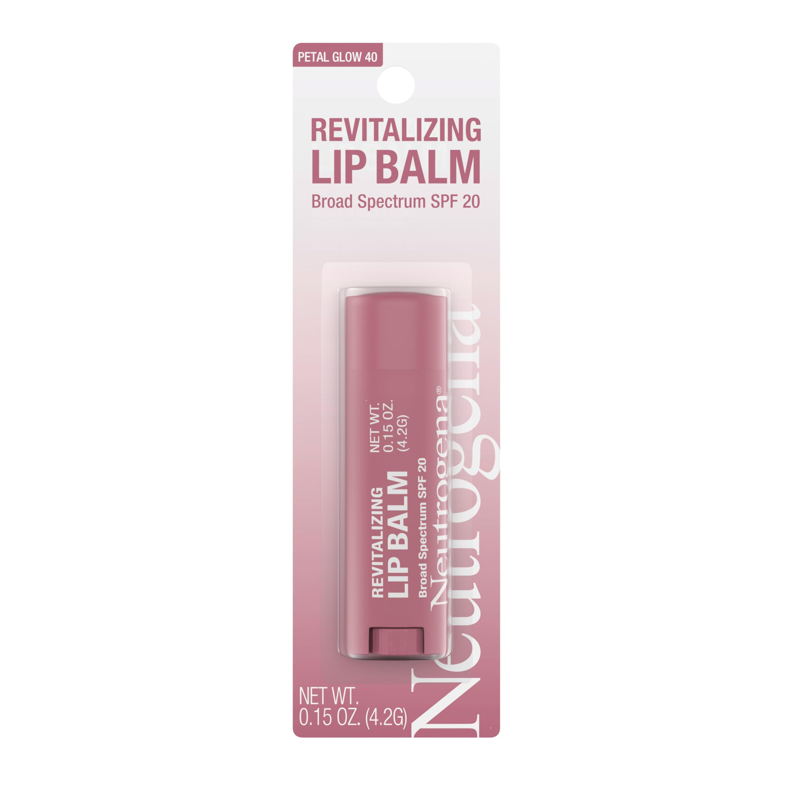 Neutrogena bálsamo labial tintado FPS 20 con Petalo Brillo, labios suaves y definidos.