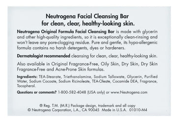 Jabón facial Neutrogena Original con glicerina para piel equilibrada.