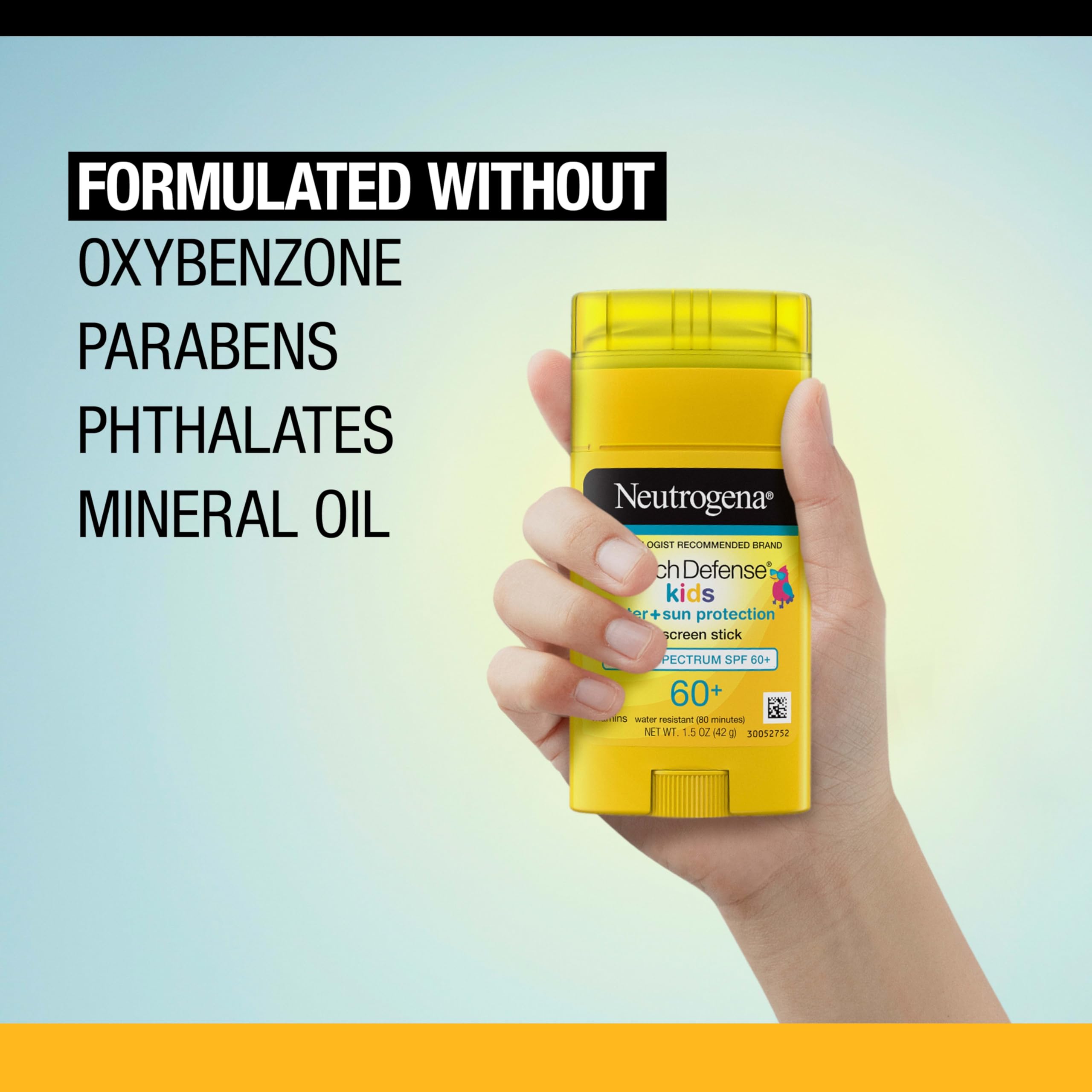 Neutrogena Beach Defense Niños Stick SPF 60, fórmula ligera para cara y cuerpo.