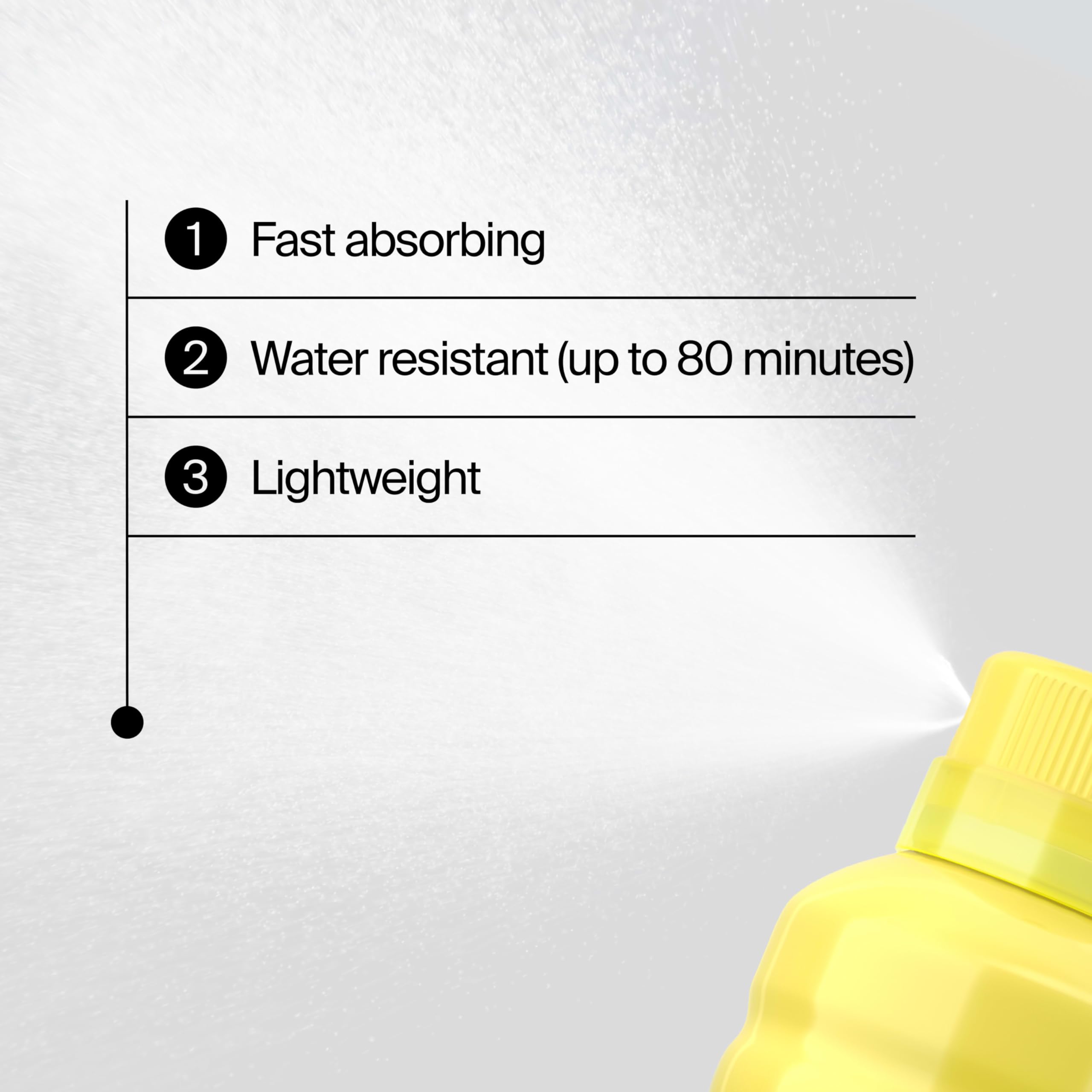 Neutrogena Beach Defense Spray resistente al agua 80 minutos para nadar y sudar.