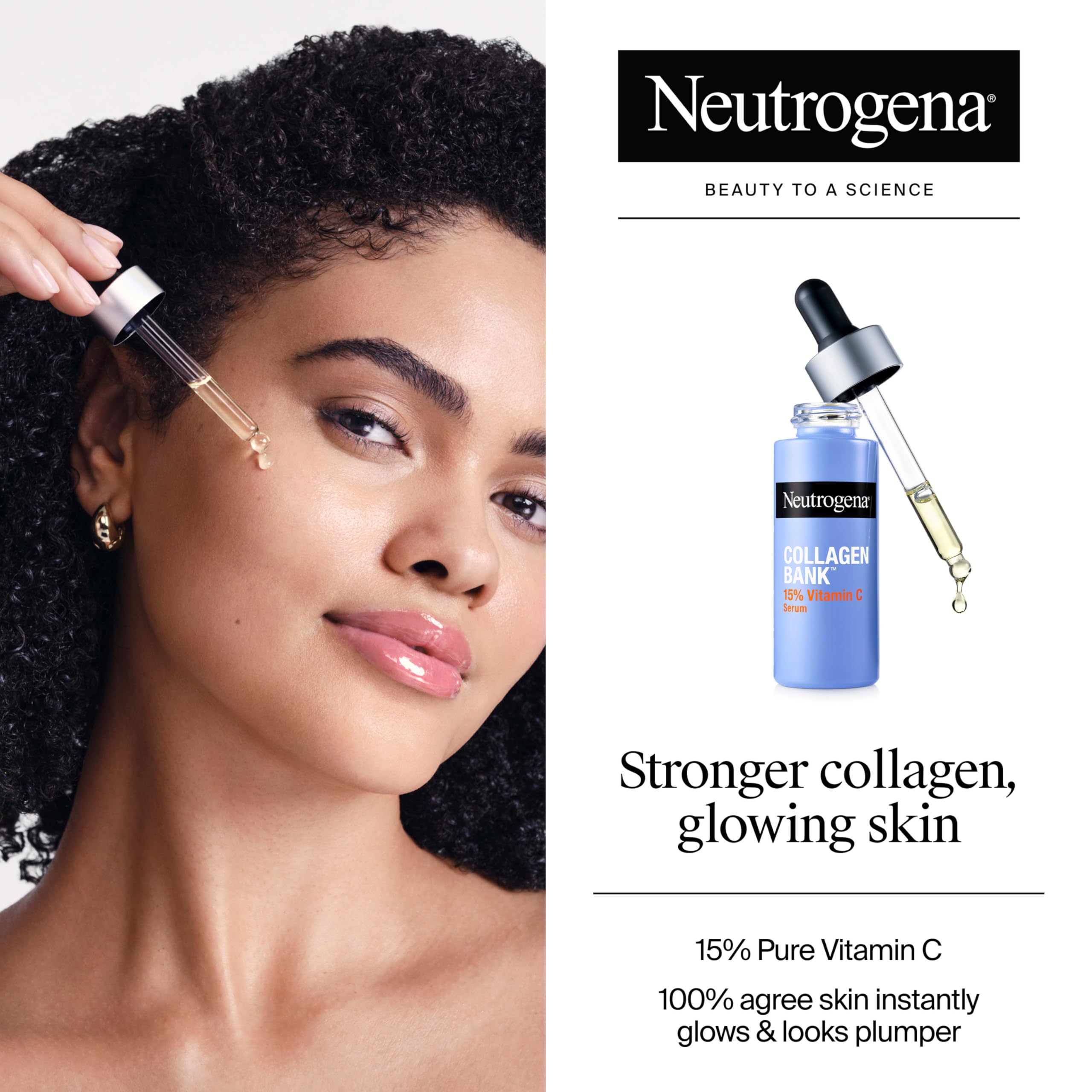 Aplicación en rostro con Neutrogena Collagen Bank para tono uniforme.
