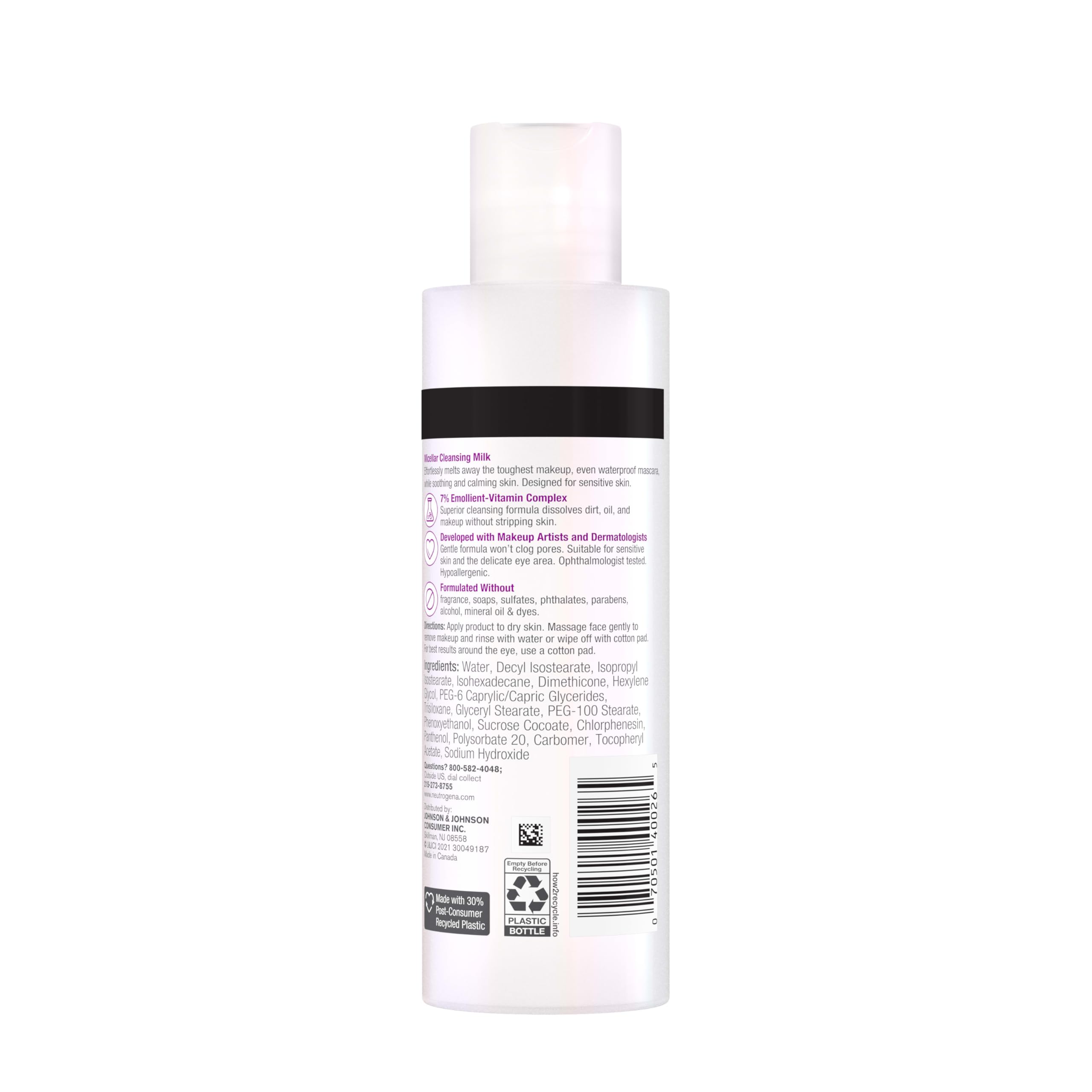 Neutrogena Makeup Melting Micellar Milk, apto para uso ocular y facial delicado.