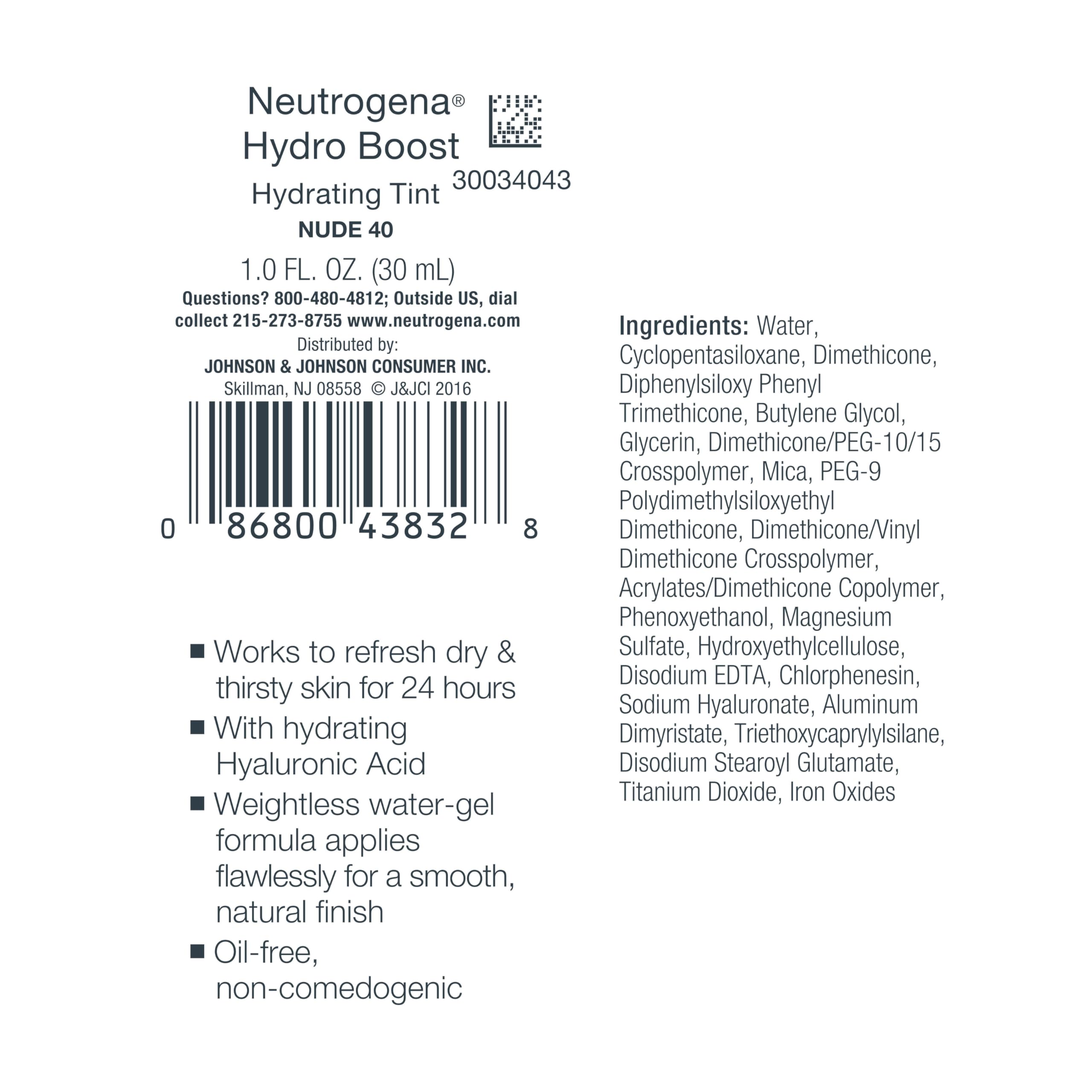 Neutrogena Hydro Boost Tinte brinda acabado natural y piel luminosa.
