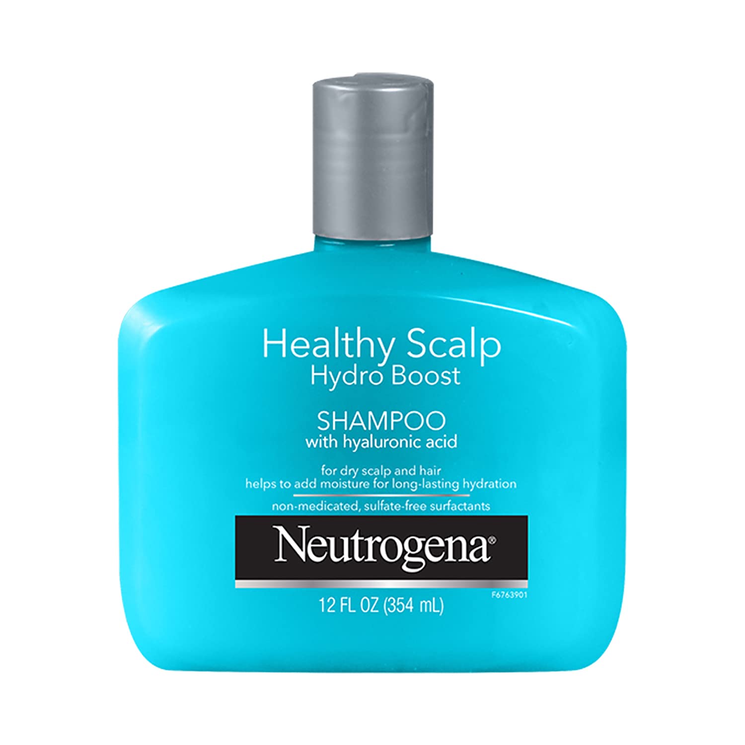 Neutrogena Hydro Boost botella vertiéndose para hidratación suave en cabello y cuero cabelludo