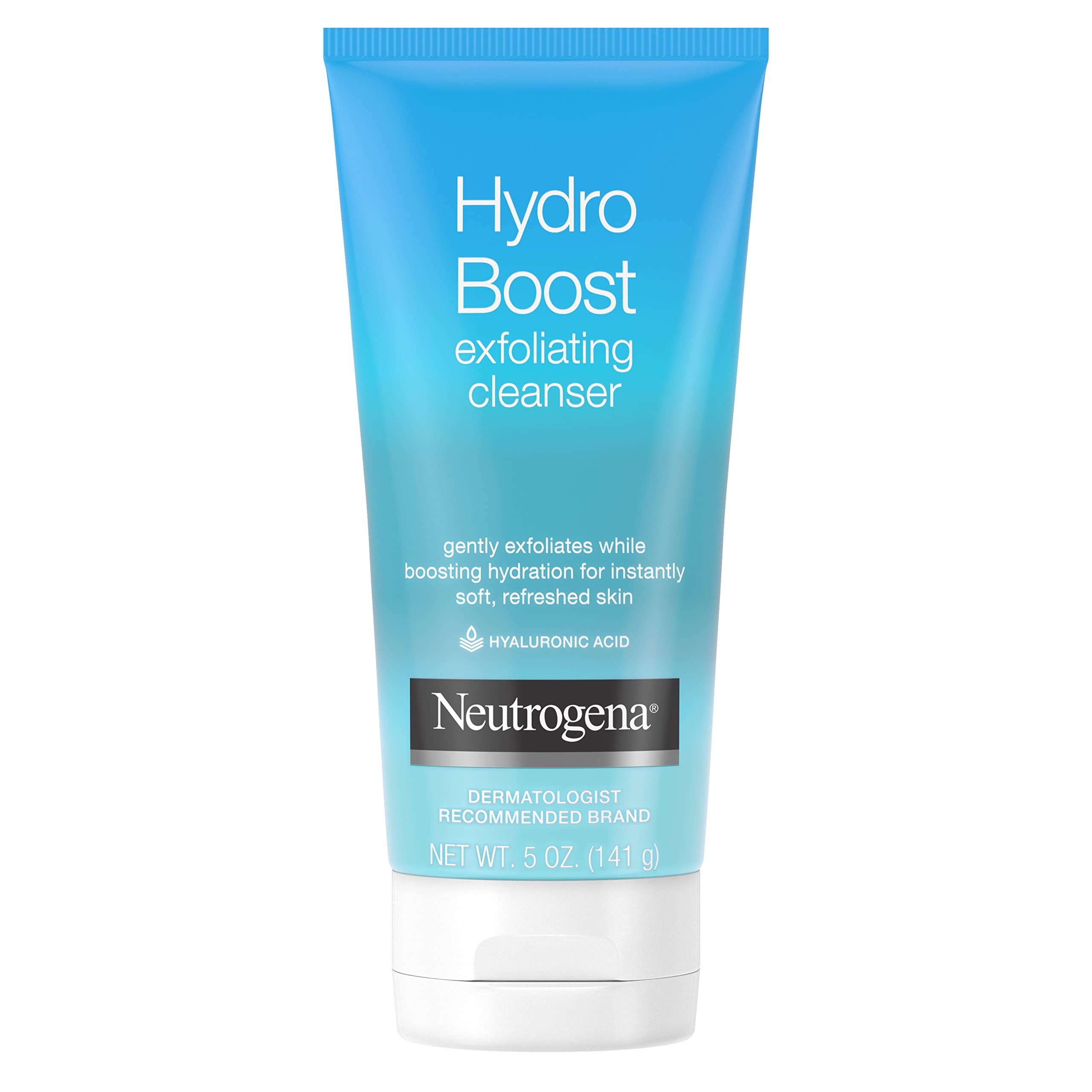 Neutrogena Hydro Boost Exfoliating Face Wash, aplicación en la mano para exfoliación suave.