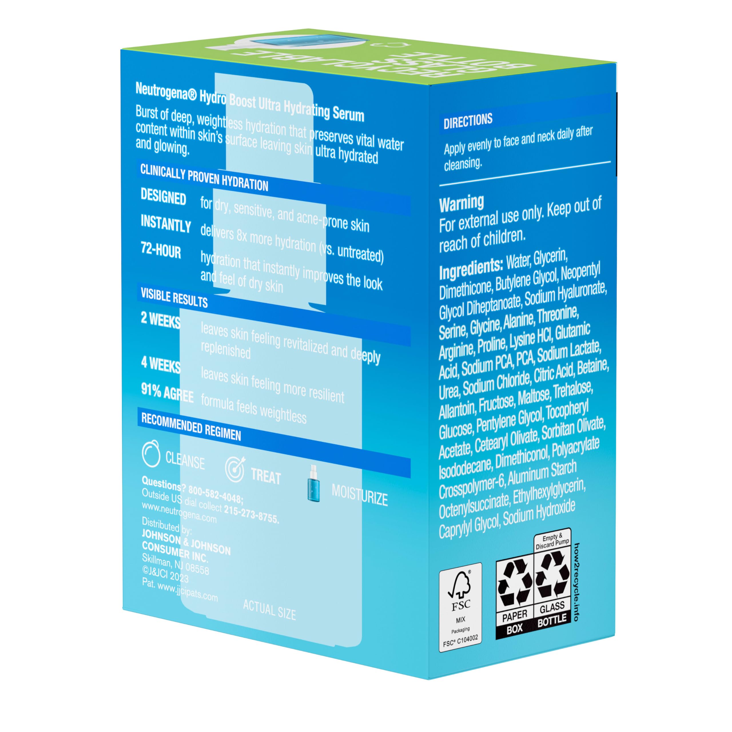 Neutrogena Hydro Boost, rutina diaria de cuidado facial con suero ligero.