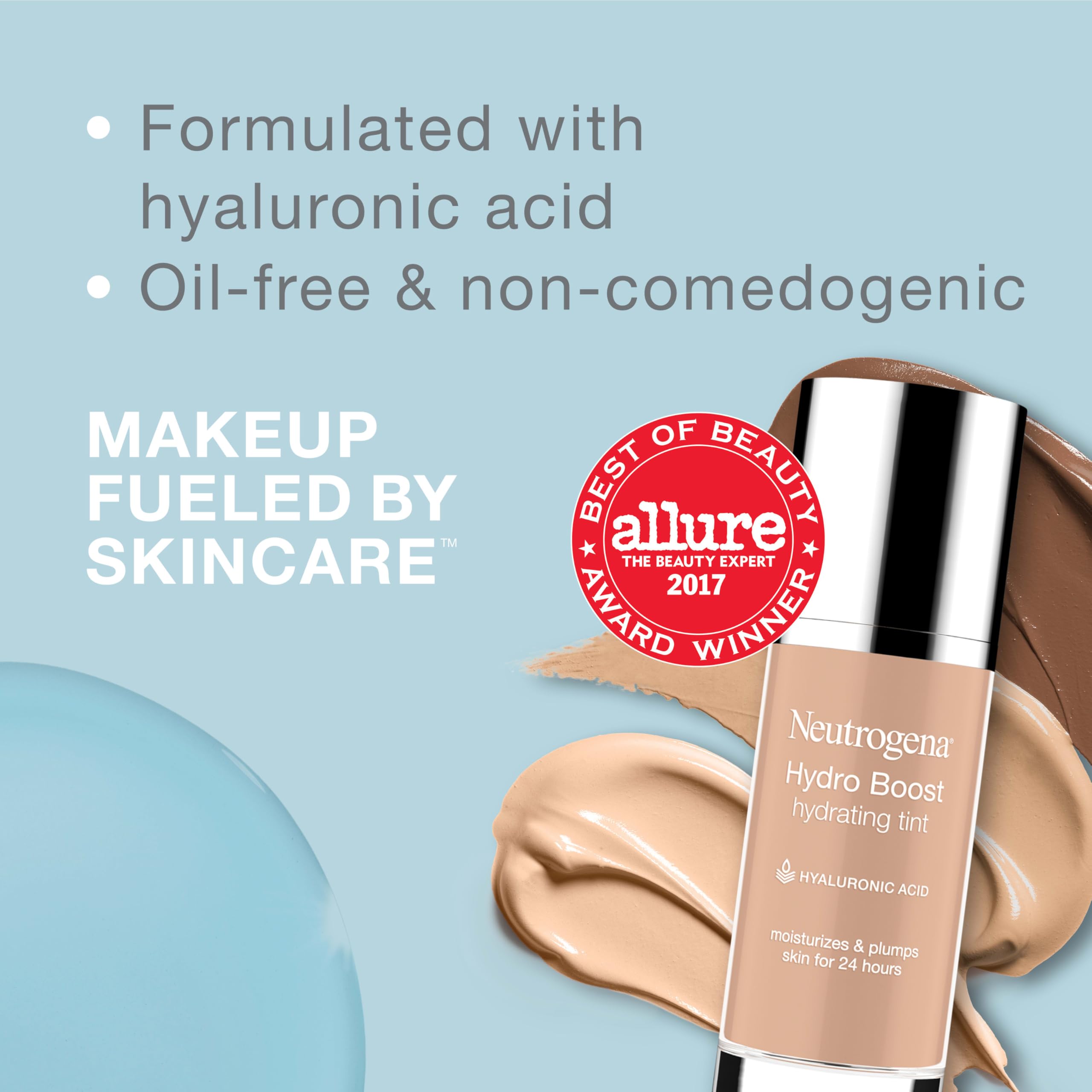 Neutrogena Hydro Boost Tinte Hidratante, textura gel-agua para sensación fresca.
