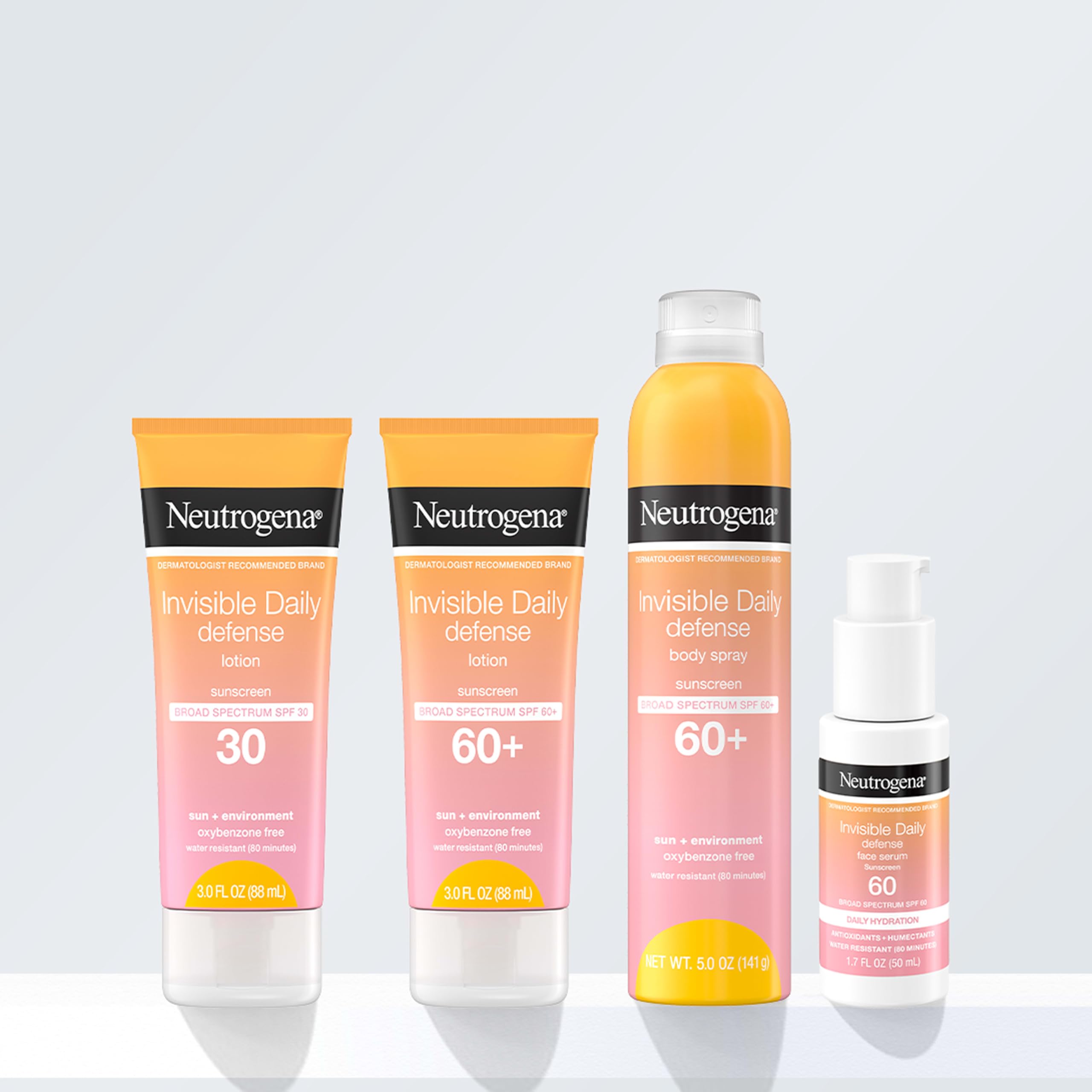 Neutrogena Invisible Daily Defense sunscreen lotion comes in a compact bottle for travel