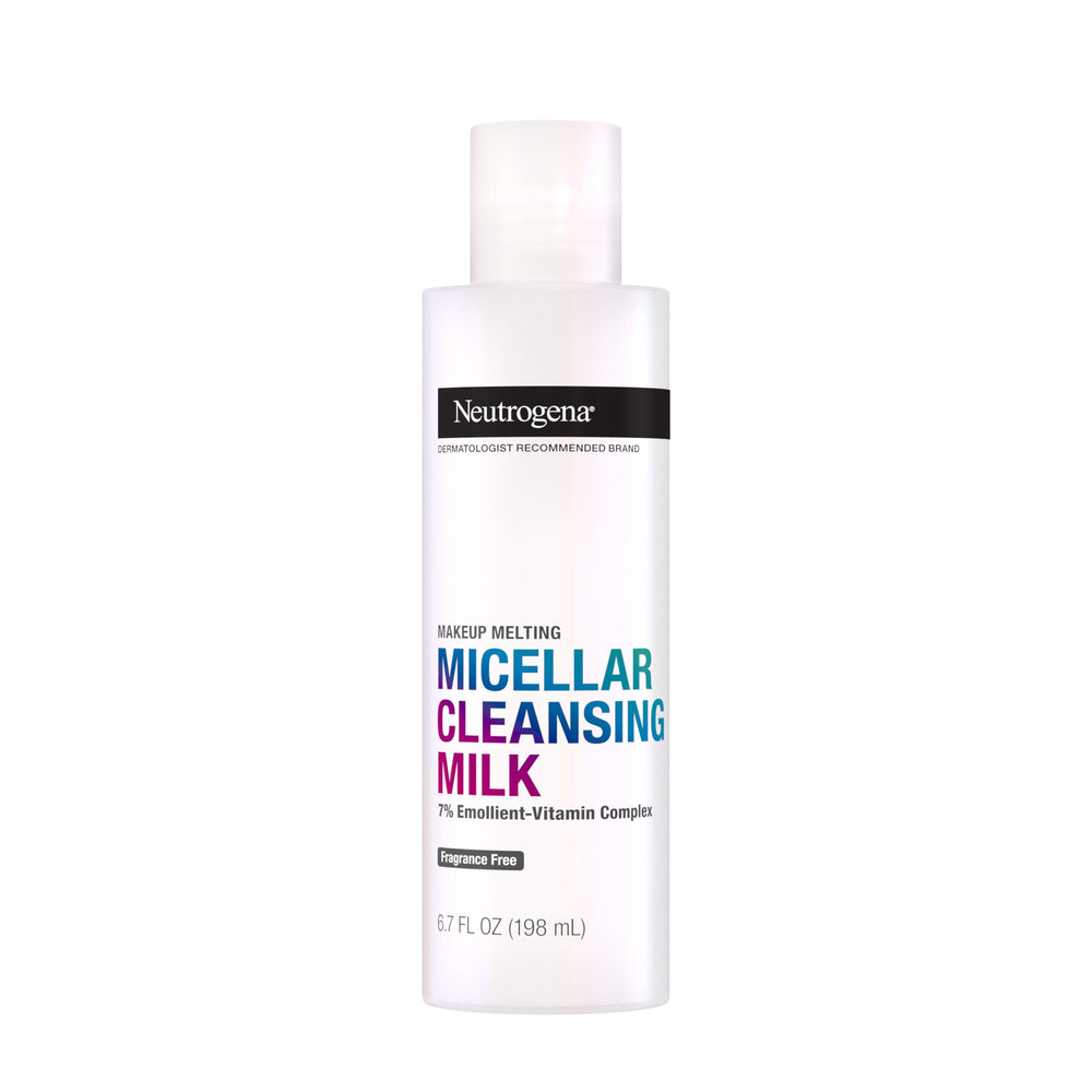 Neutrogena Makeup Melting Micellar Milk, bote suave para desmaquillar ojos, cara y labios.