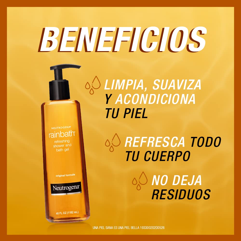 Neutrogena Rainbath gel-douche, texture crémeuse pour peau douce.
