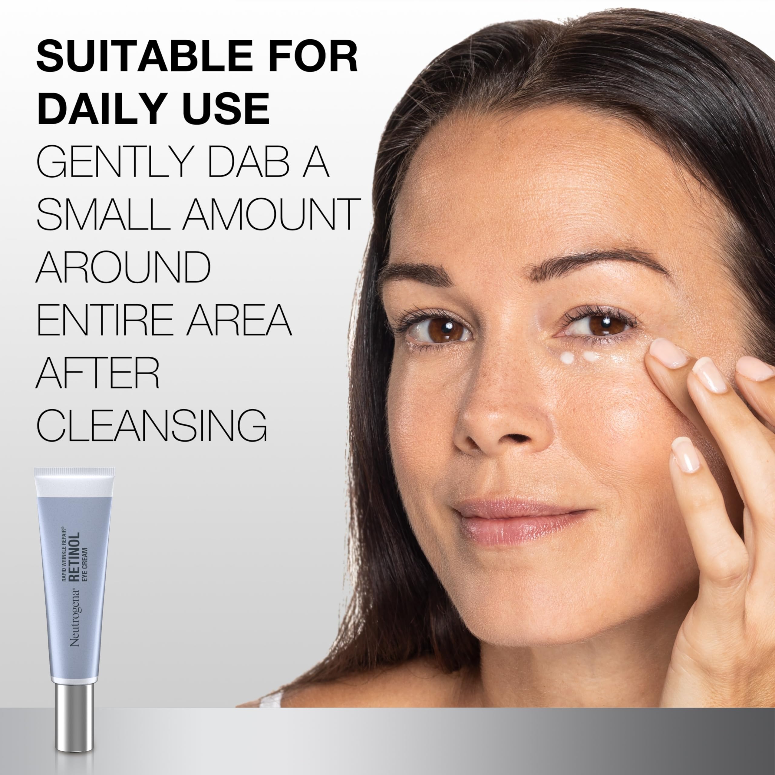 Neutrogena Rapid Wrinkle Repair Eye Crema con acido hialuronico, hidratacion visible.
