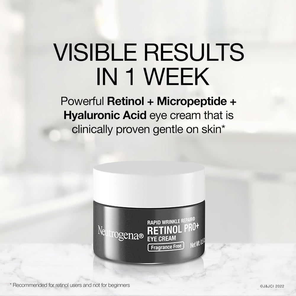 Aplicador preciso de Neutrogena Rapid Wrinkle Repair Pro+ Eye Cream en la zona ocular.