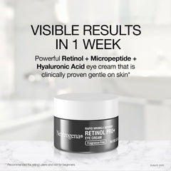 Aplicador preciso de Neutrogena Rapid Wrinkle Repair Pro+ Eye Cream en la zona ocular.