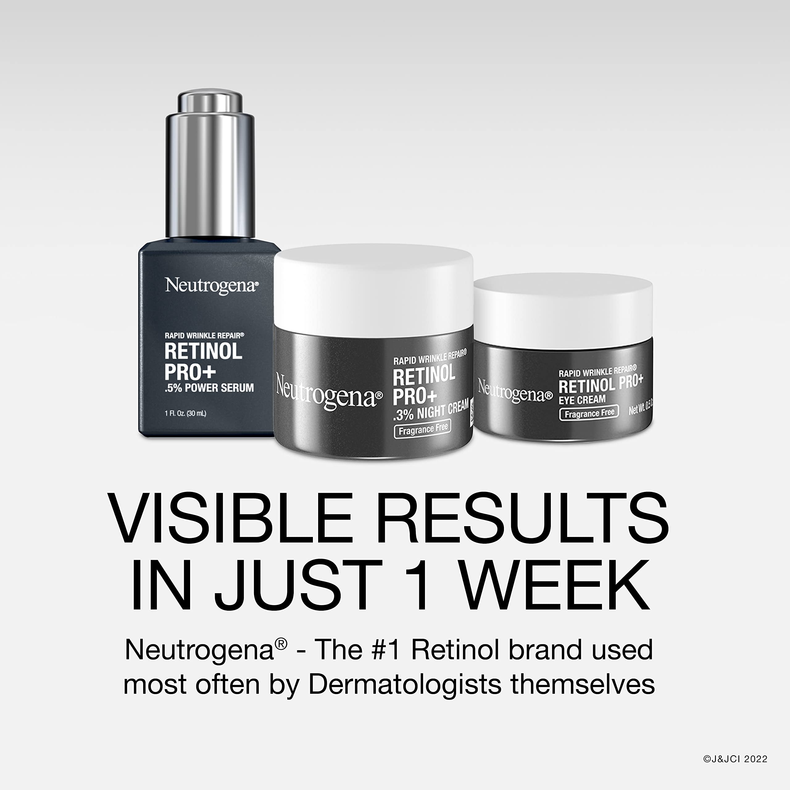 Con micropeptidos y retinol en Neutrogena Pro+ Eye Cream para ojos.