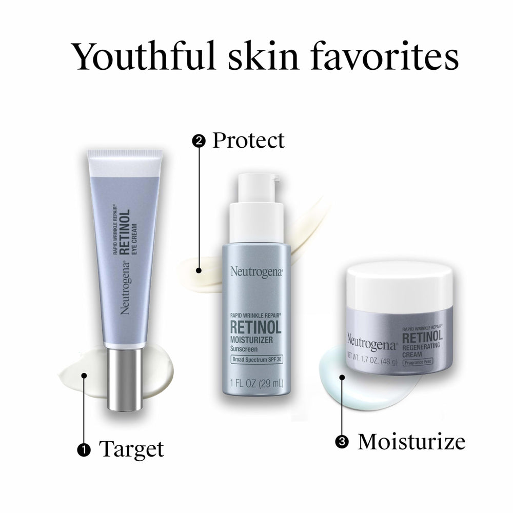 Rutina de día con Neutrogena Rapid Wrinkle Repair para el cuidado facial.