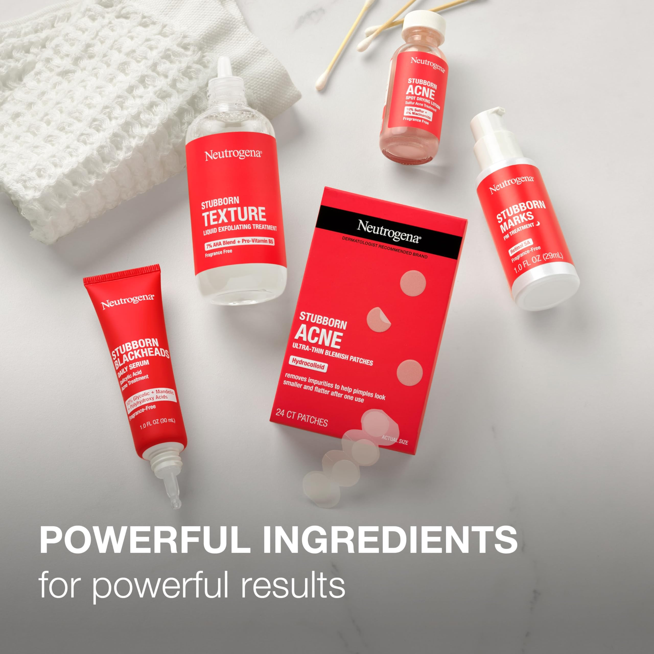 Botella de Neutrogena Stubborn Texture para piel propensa al acné