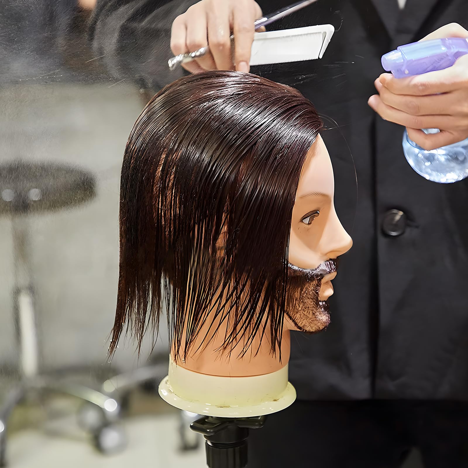 Neverland Beauty & Health Head con barba de 10 pulgadas, ideal para prácticas de barbería.