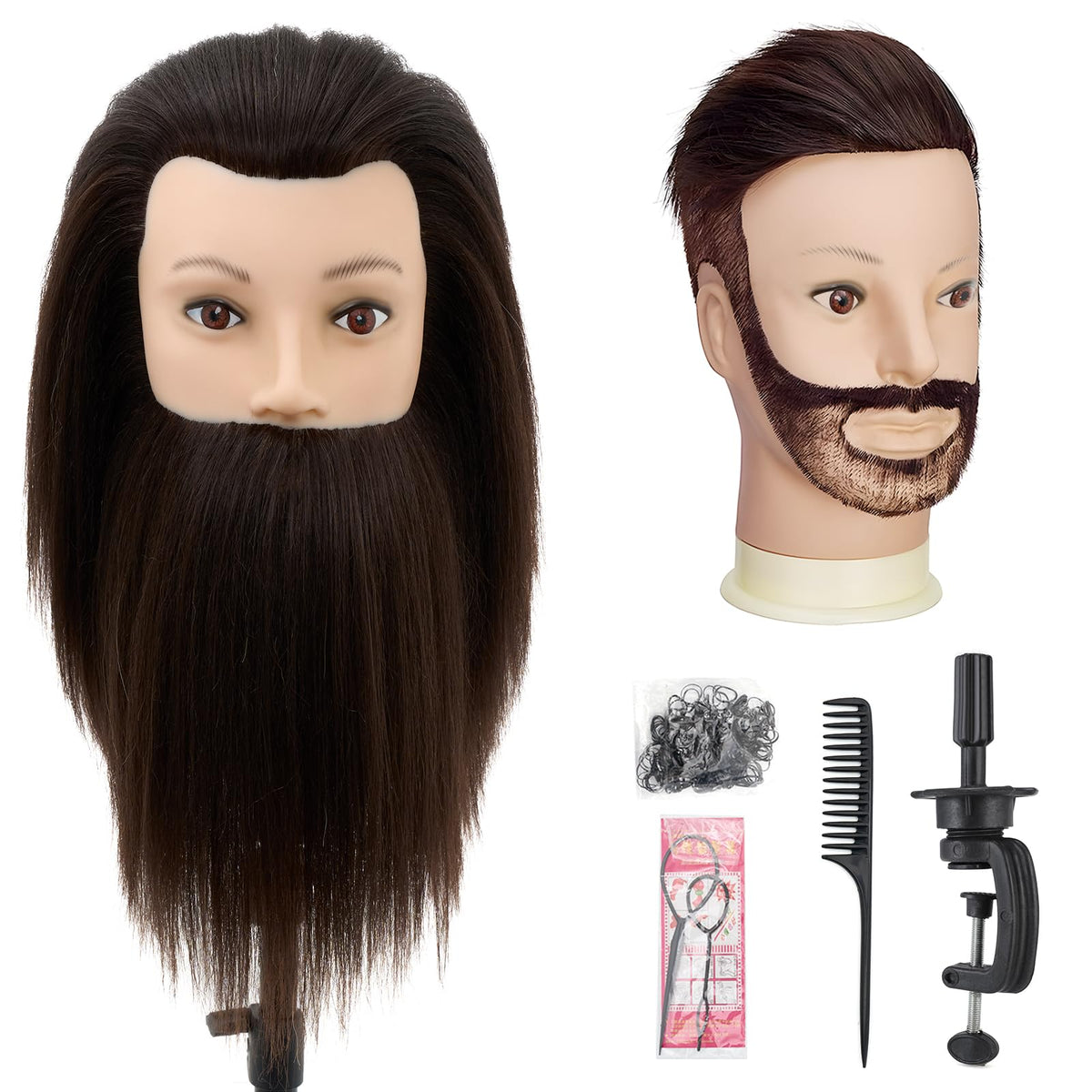 Neverland Beauty & Health Head con cabello natural de 10 pulgadas para practicar peinados.