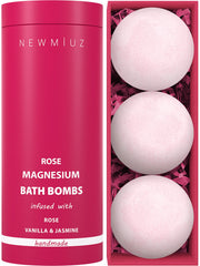 Bomba de baño New Miuz con magnesio rosa vainilla para relajación en casa.