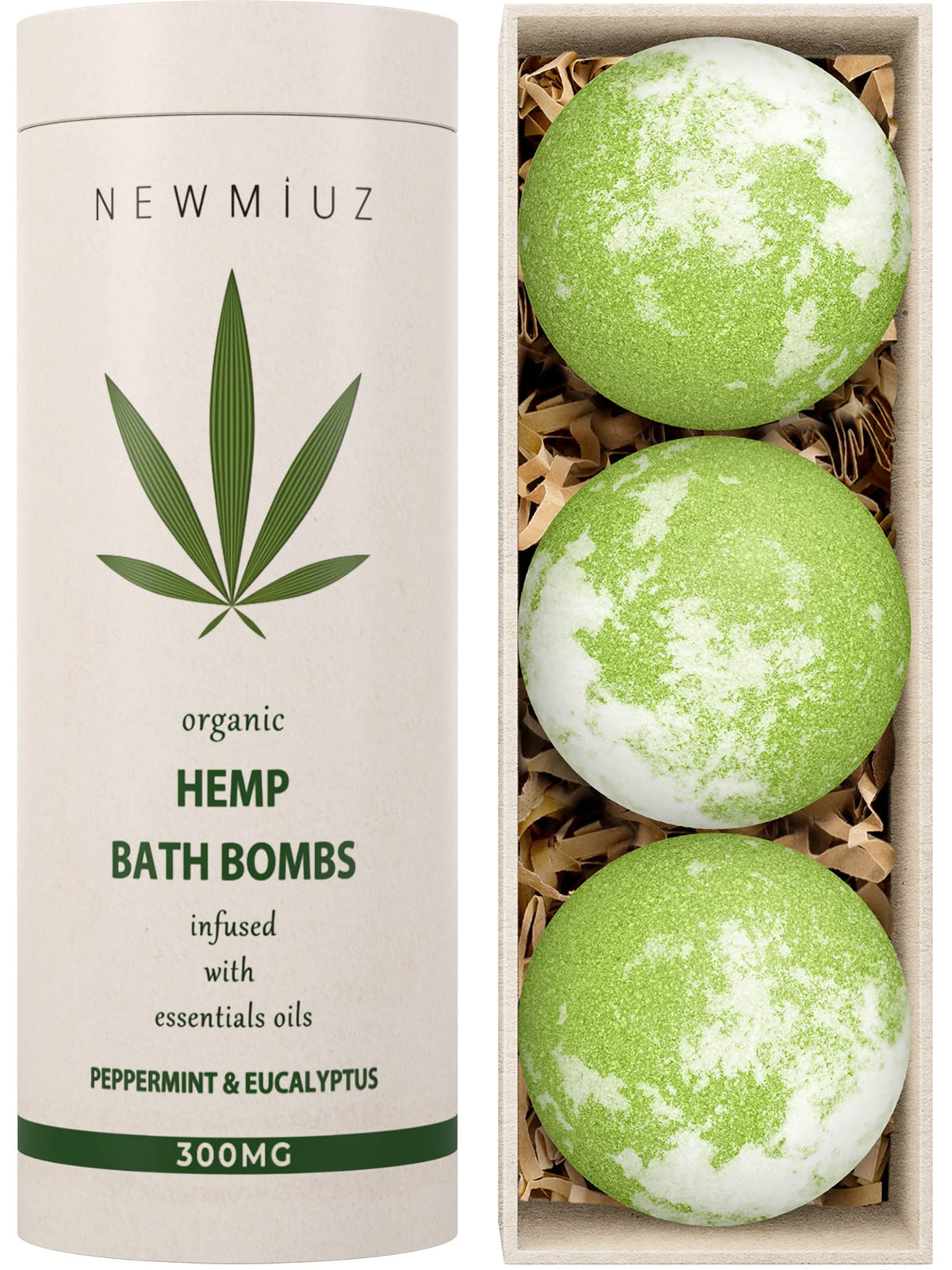 New Miuz bomba de baño orgánica menta-eucalipto para spa en casa.