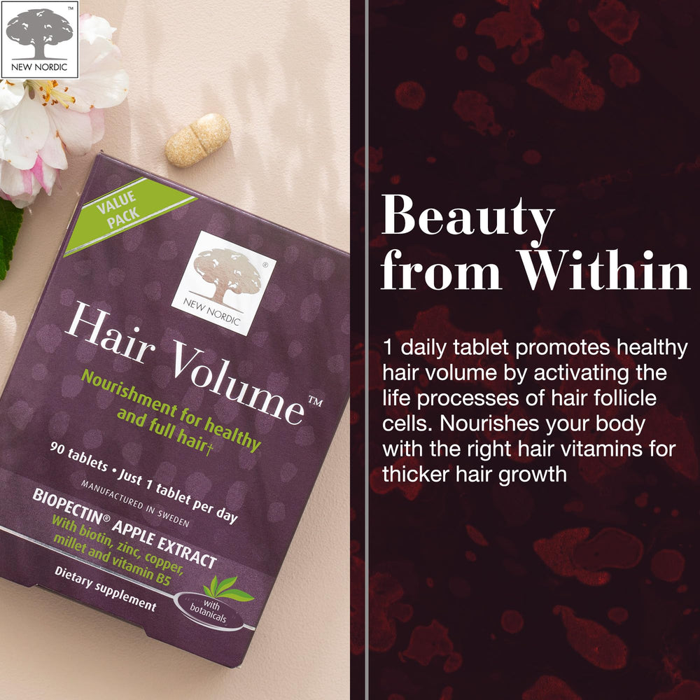NEW NORDIC tabletas volumen cabello: biopectina extracto de manzana en composición natural