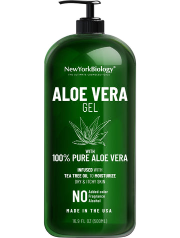 New York Biology Aloe Vera Gel bottle pour for easy, soothing skin application.
