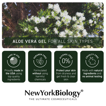New York Biology Aloe Vera Gel made from fresh aloe leaves for everyday use.