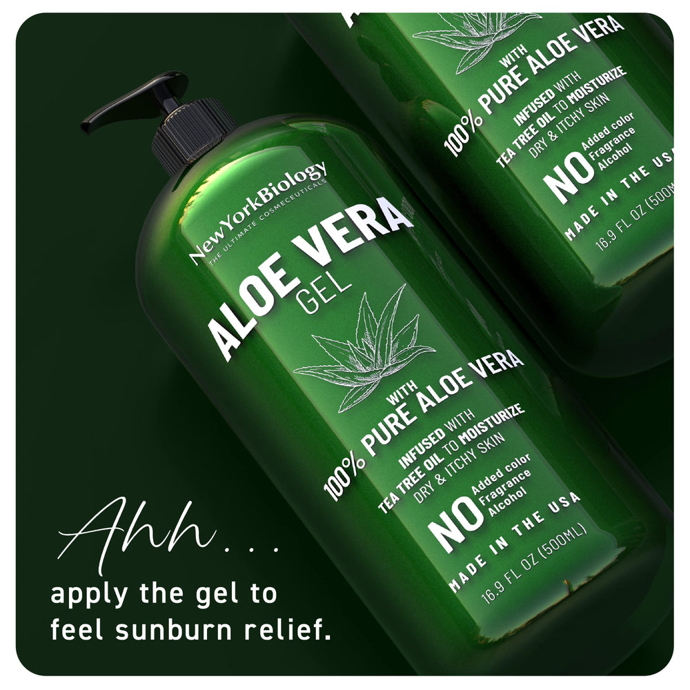 New York Biology Gel de Aloe Vera para después del sol, alivio de enrojecimiento leve.