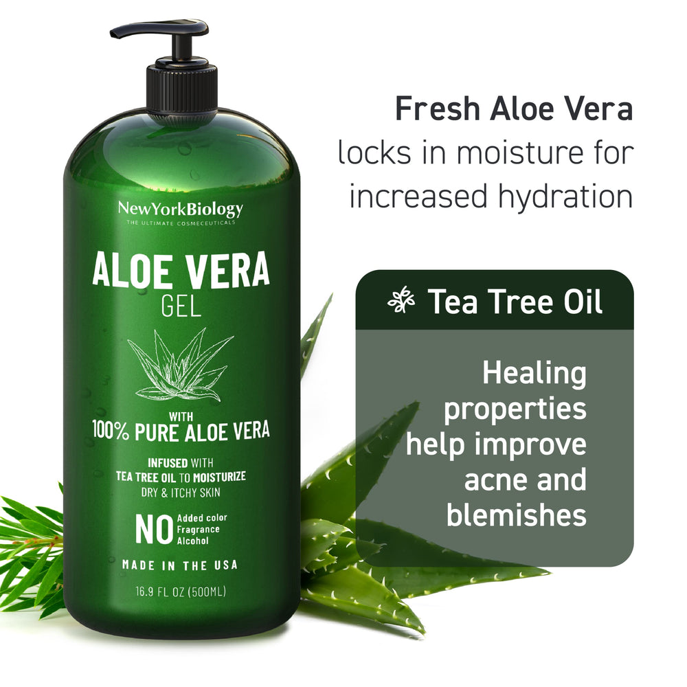 New York Biology Gel con árbol de té, uso diario para piel cuidada.